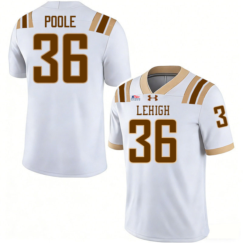 Lehigh Mountain Hawks #36 Connor Poole College Football Jerseys,Uniforms-White